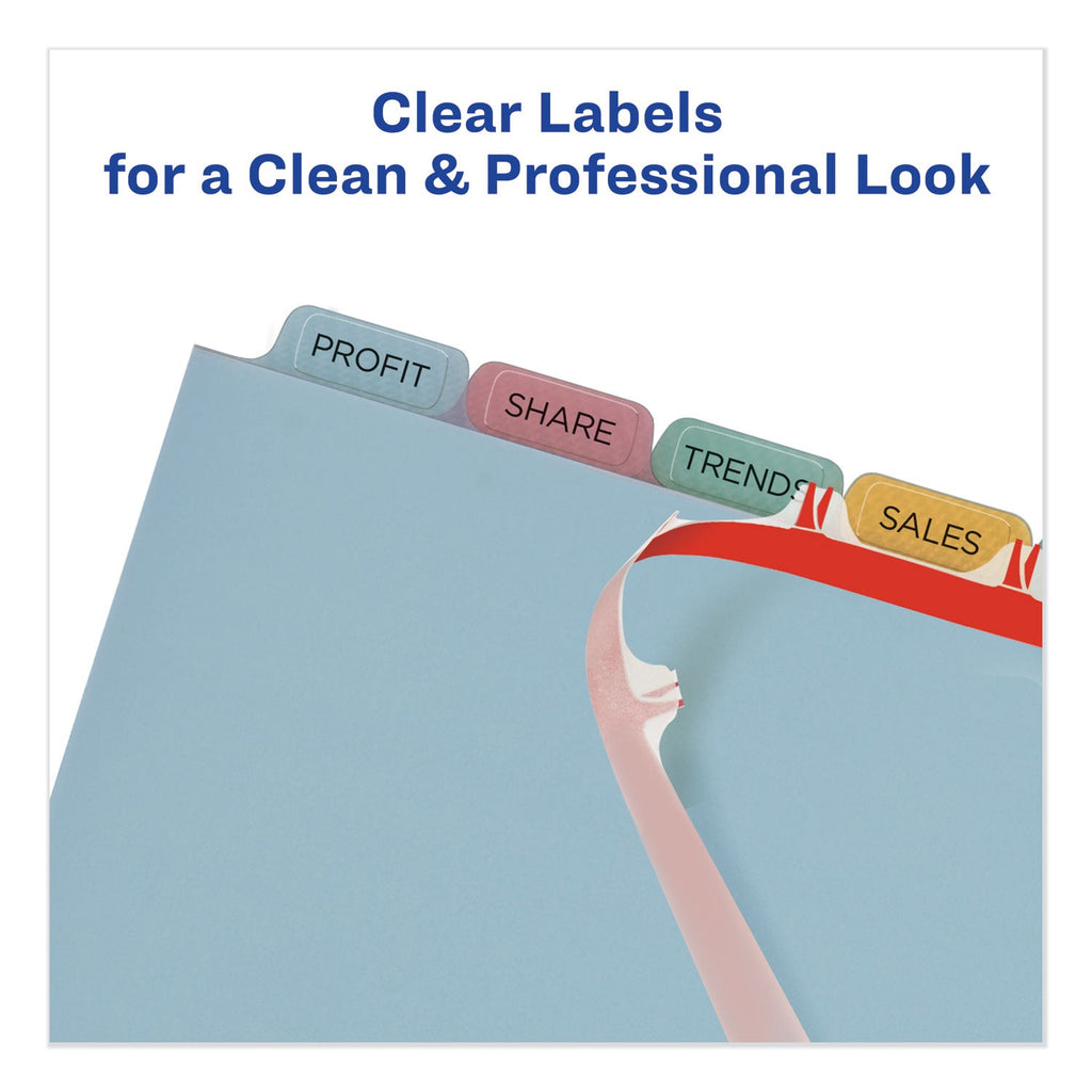 Avery Print and Apply Index Maker Clear Label Plastic Dividers with Printable Label Strip, 8-Tab, 11 x 8.5, Assorted Tabs, 5 Sets