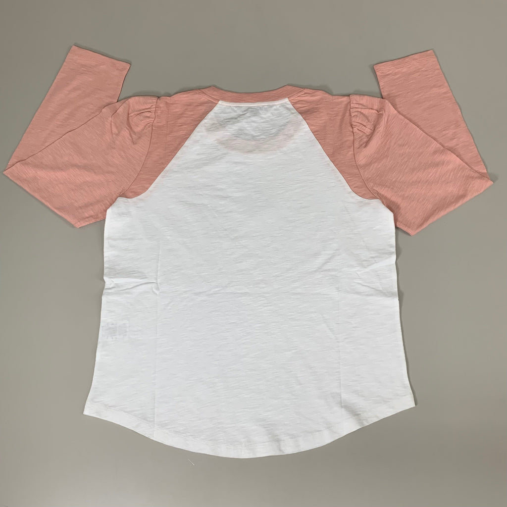 VERONICA BEARD Jeans Women's Mason Baseball Tee Sz-XXS Rosebloom/White