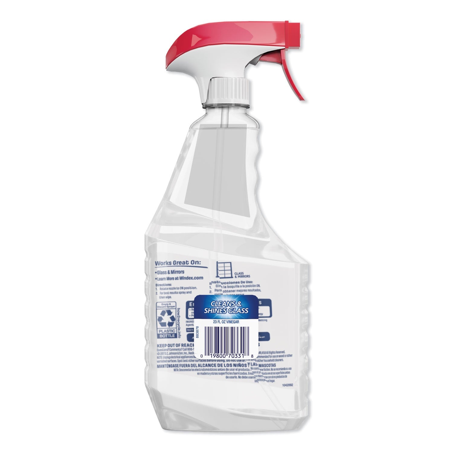 Windex Multi-Surface Vinegar Cleaner, Fresh Clean Scent, 23 oz Spray Bottle, 8/Carton