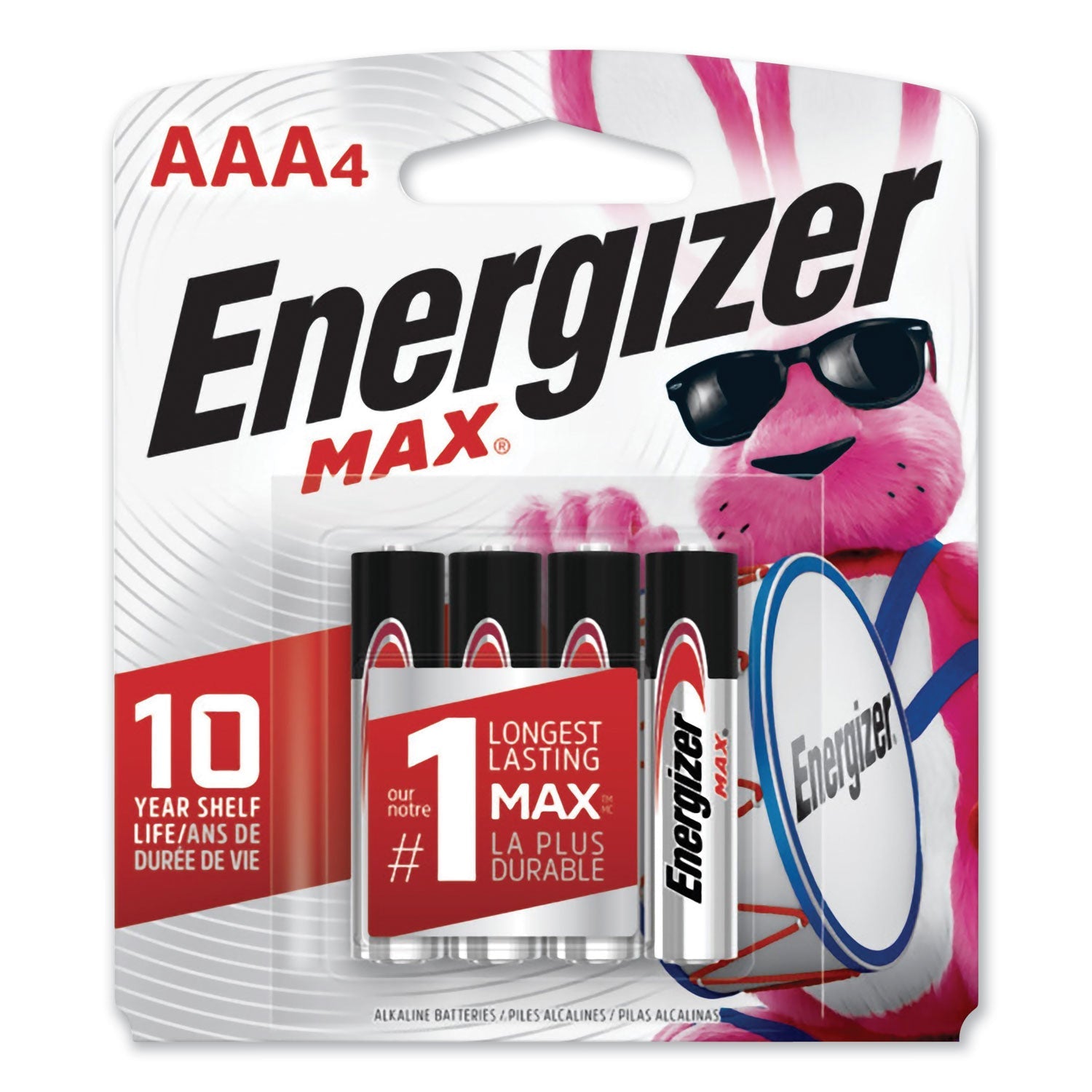 Energizer MAX Alkaline AAA Batteries, 1.5 V, 4/Pack