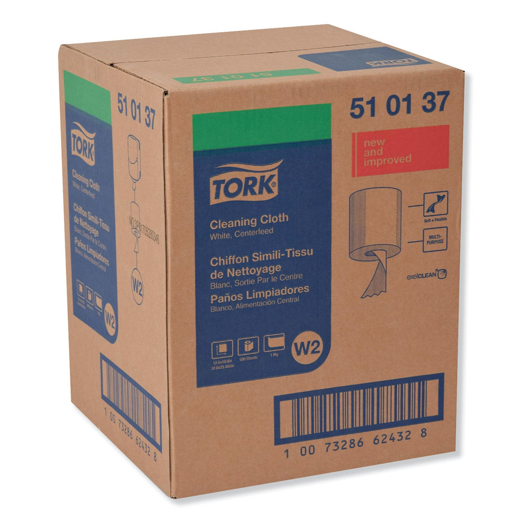 Tork Cleaning Cloth, 12.6 x 10, White, 500 Wipes/Carton