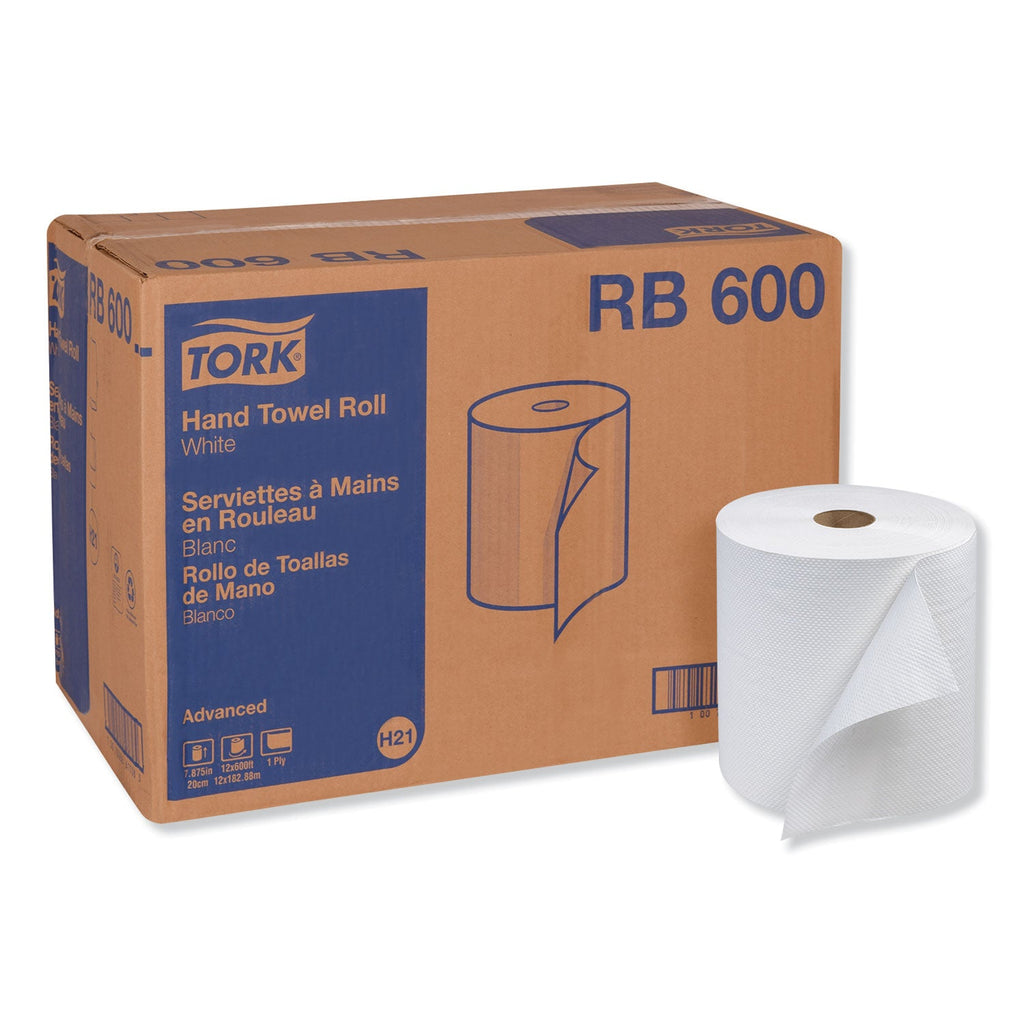 Tork Advanced Hardwound Roll Towel, 1-Ply, 7.88" x 600 ft, White, 12 Rolls/Carton