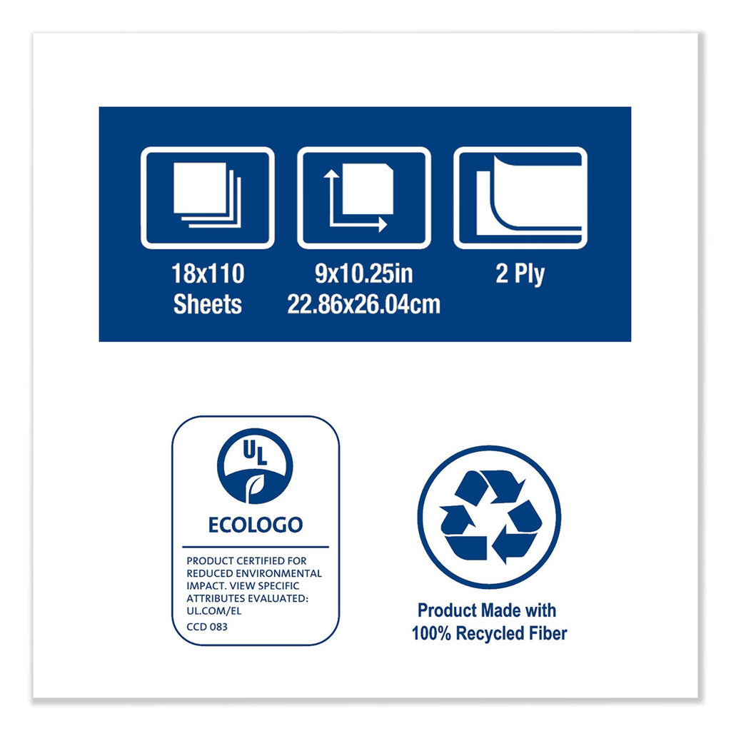 Tork Multipurpose Paper Wiper, 2-Ply, 9 x 10.25, White, 110/Box, 18 Boxes/Carton