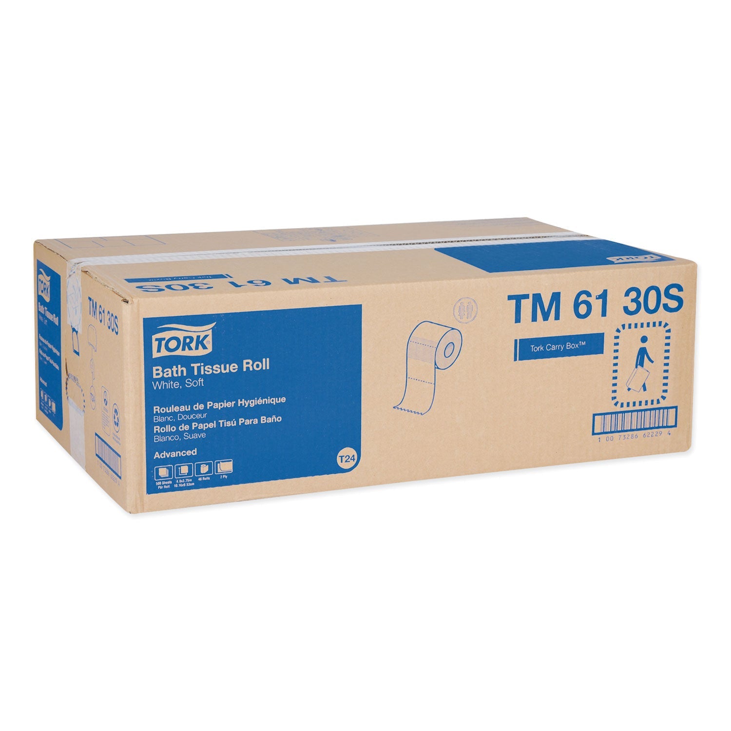 Tork Advanced Bath Tissue, Septic Safe, 2-Ply, White, 500 Sheets/Roll, 48 Rolls/Carton