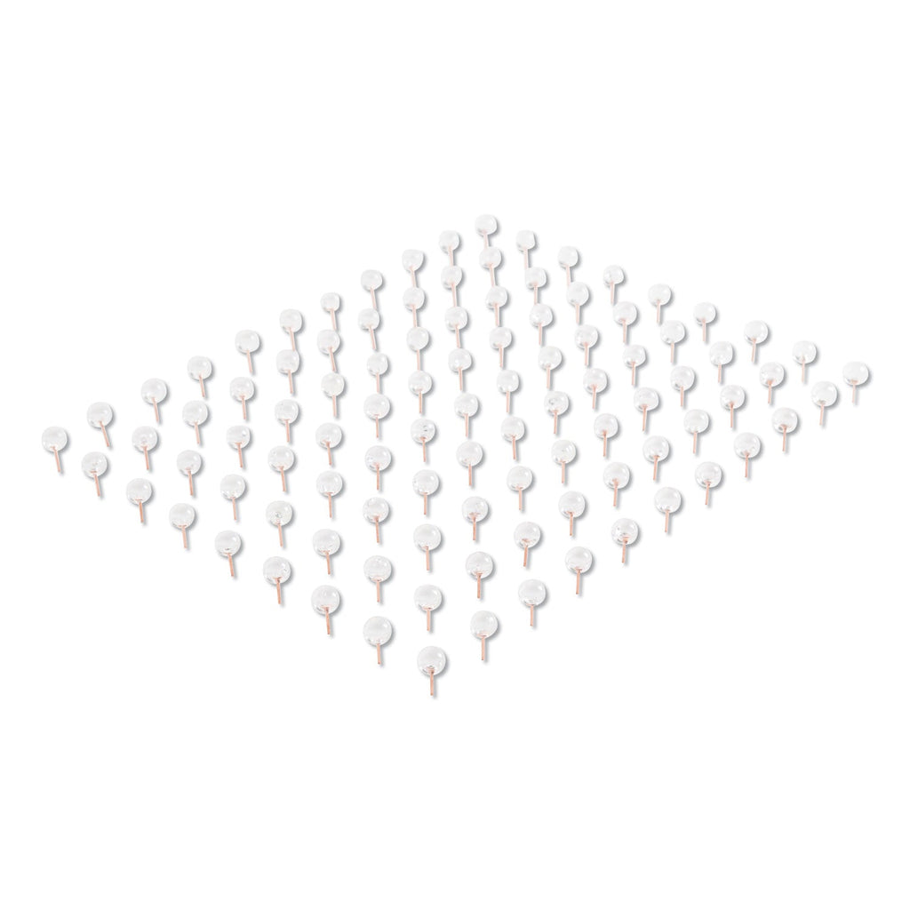 U Brands Fashion Sphere Push Pins, Plastic, Clear/Rose Gold, 0.44", 100/Pack