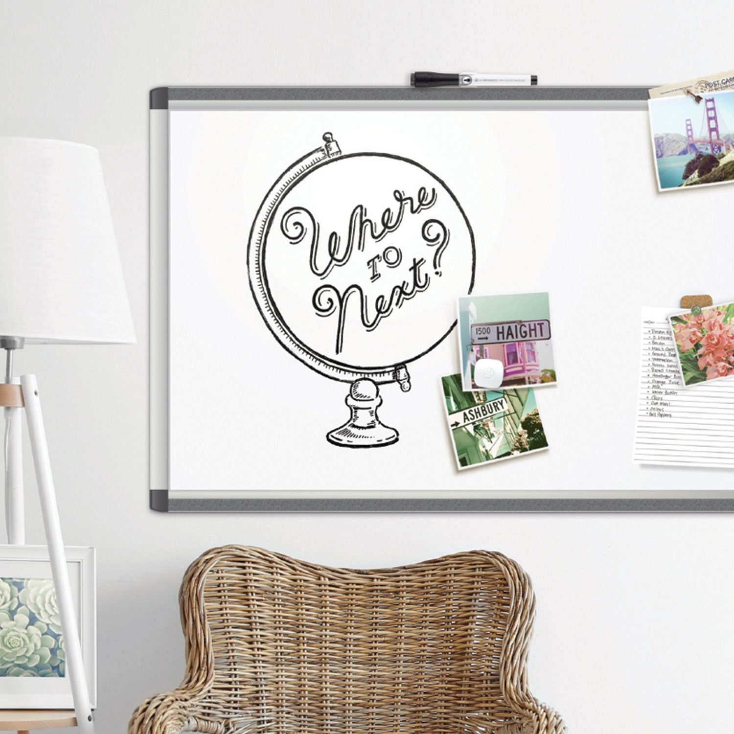 U Brands PINIT Magnetic Dry Erase Board, 36 x 36, White