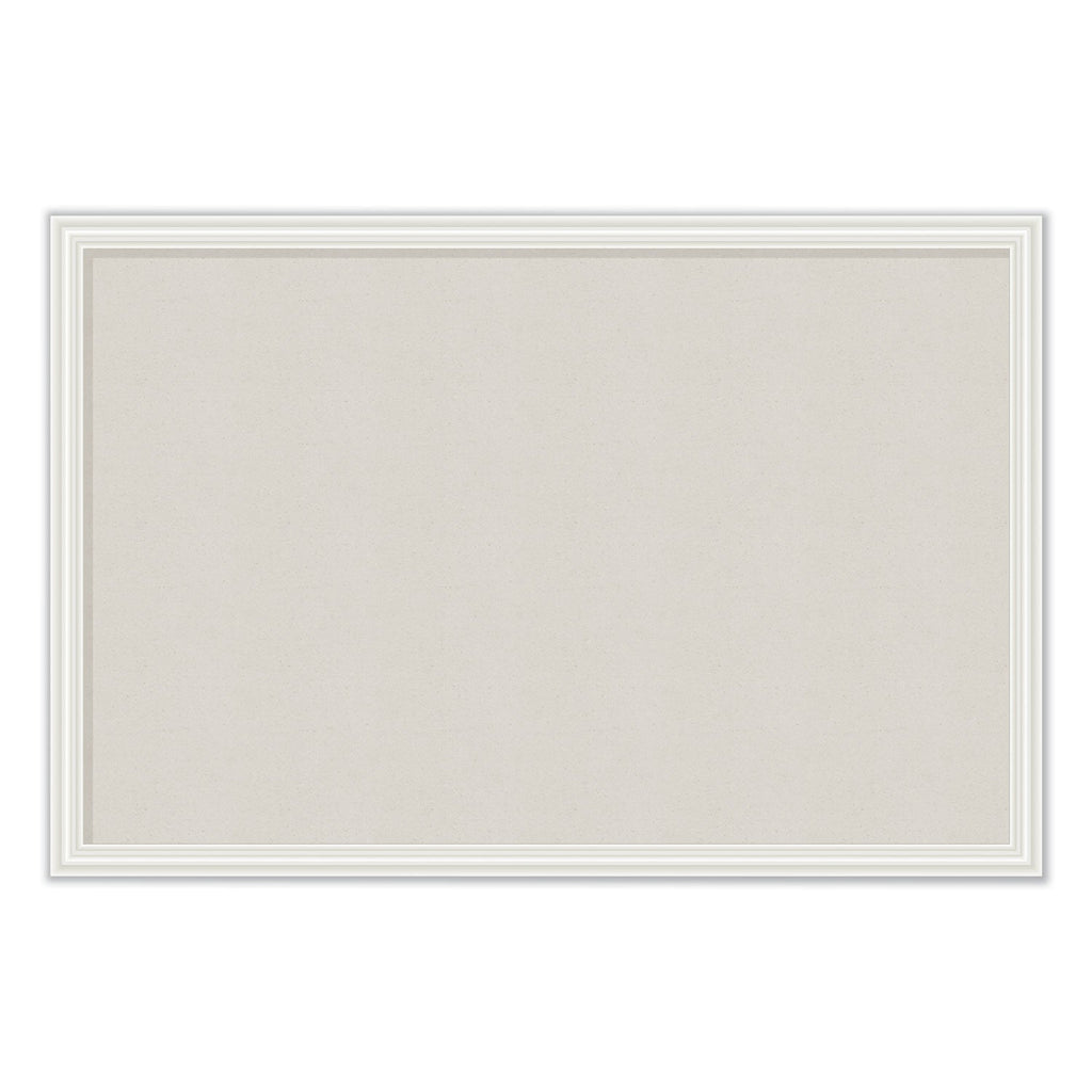 U Brands Linen Bulletin Board with Decor Frame, 30 x 20, Natural Surface/White Frame