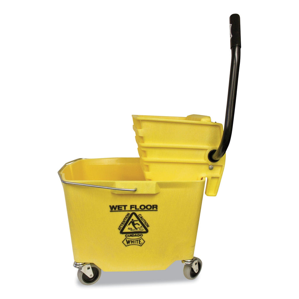 Impact Side-Press Squeeze Wringer/Plastic Bucket Combo, 12 to 32 oz, Yellow
