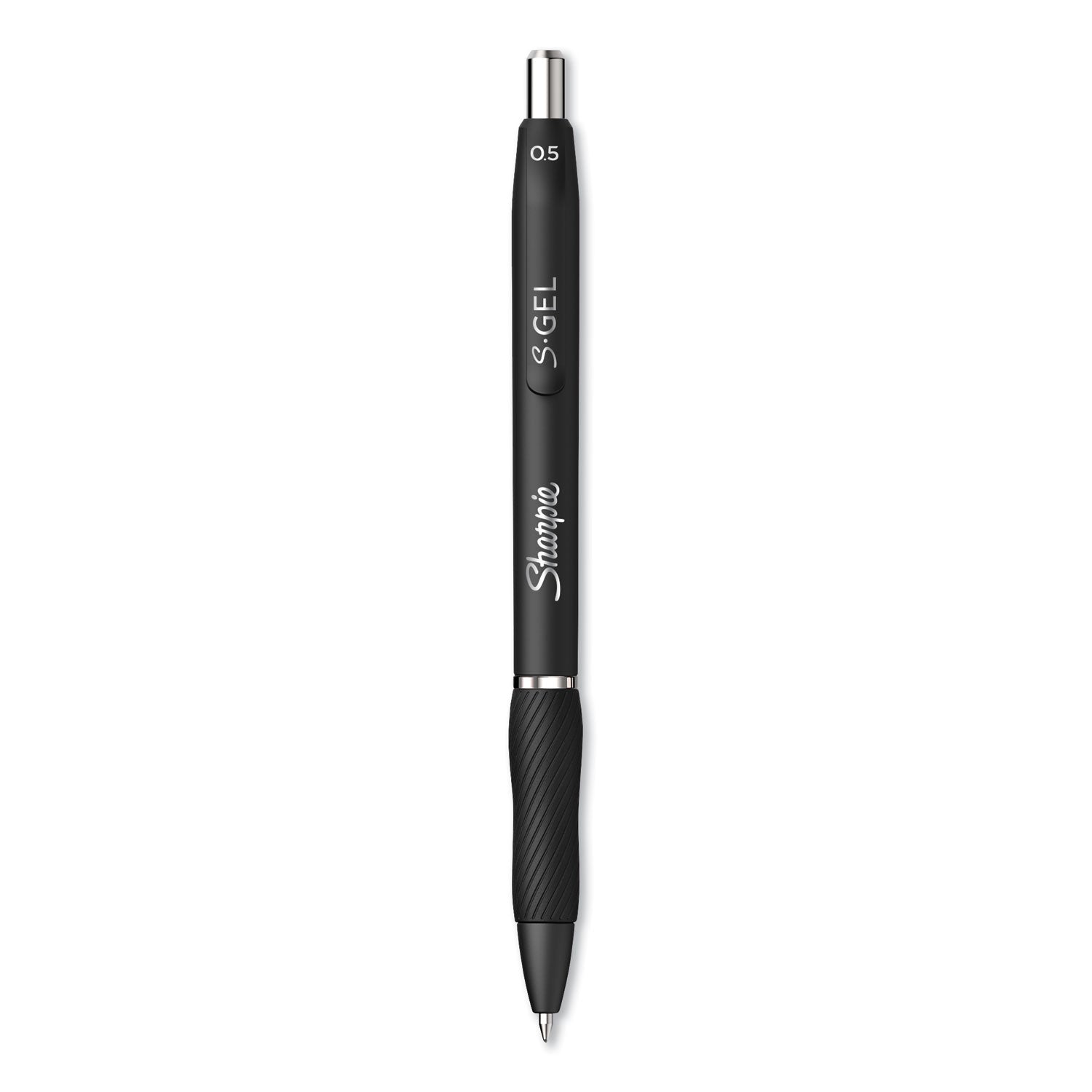 Sharpie S-Gel High-Performance Gel Pen, Retractable, Fine 0.5 mm, Black Ink, Black Barrel, Dozen
