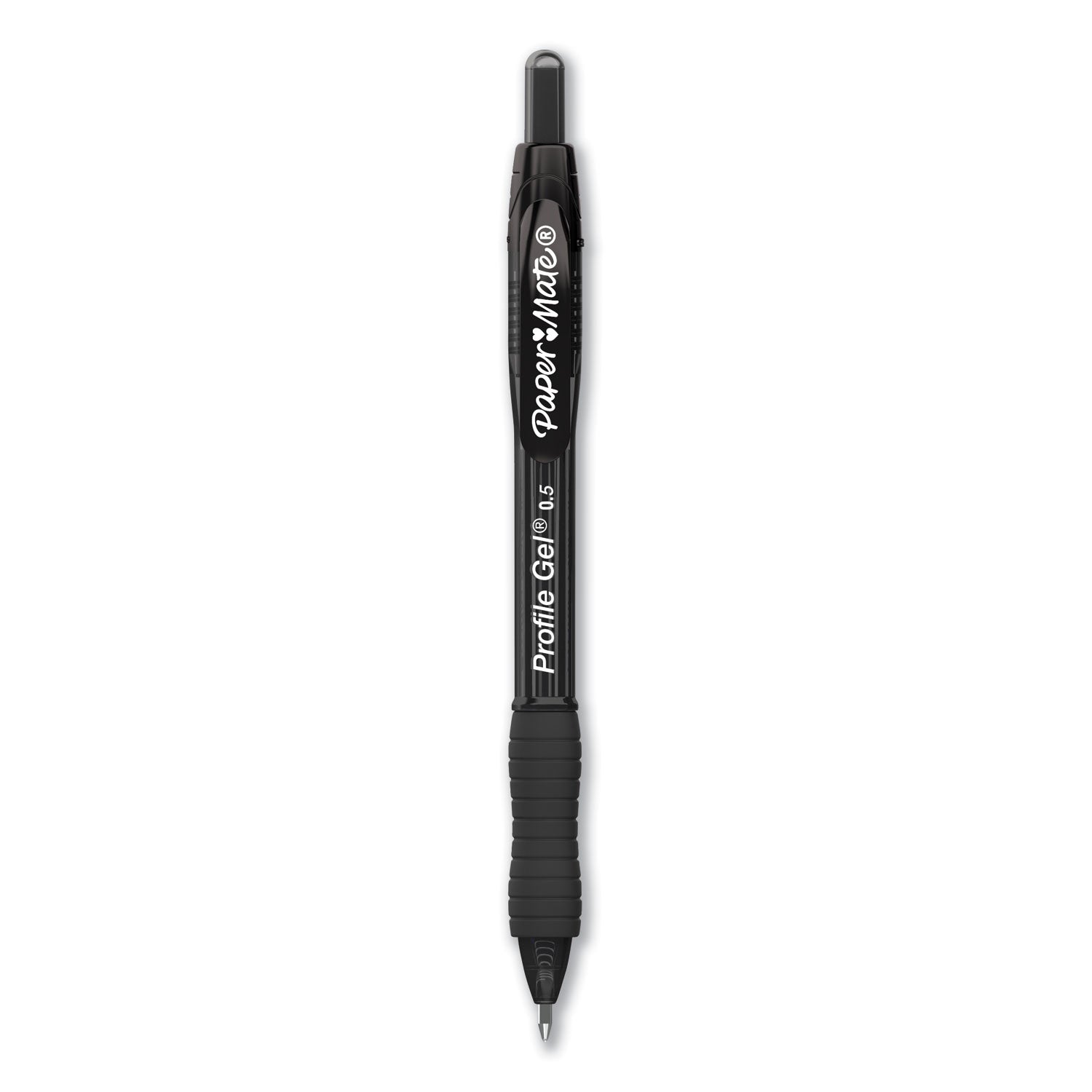 Paper Mate Profile Gel Pen, Retractable, Fine 0.5 mm, Black Ink, Translucent Black Barrel, 36/Pack