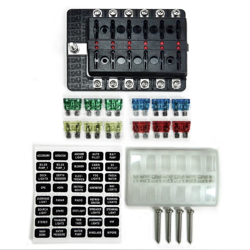 12 Way Standard LED Circuit Screw Fuse Block