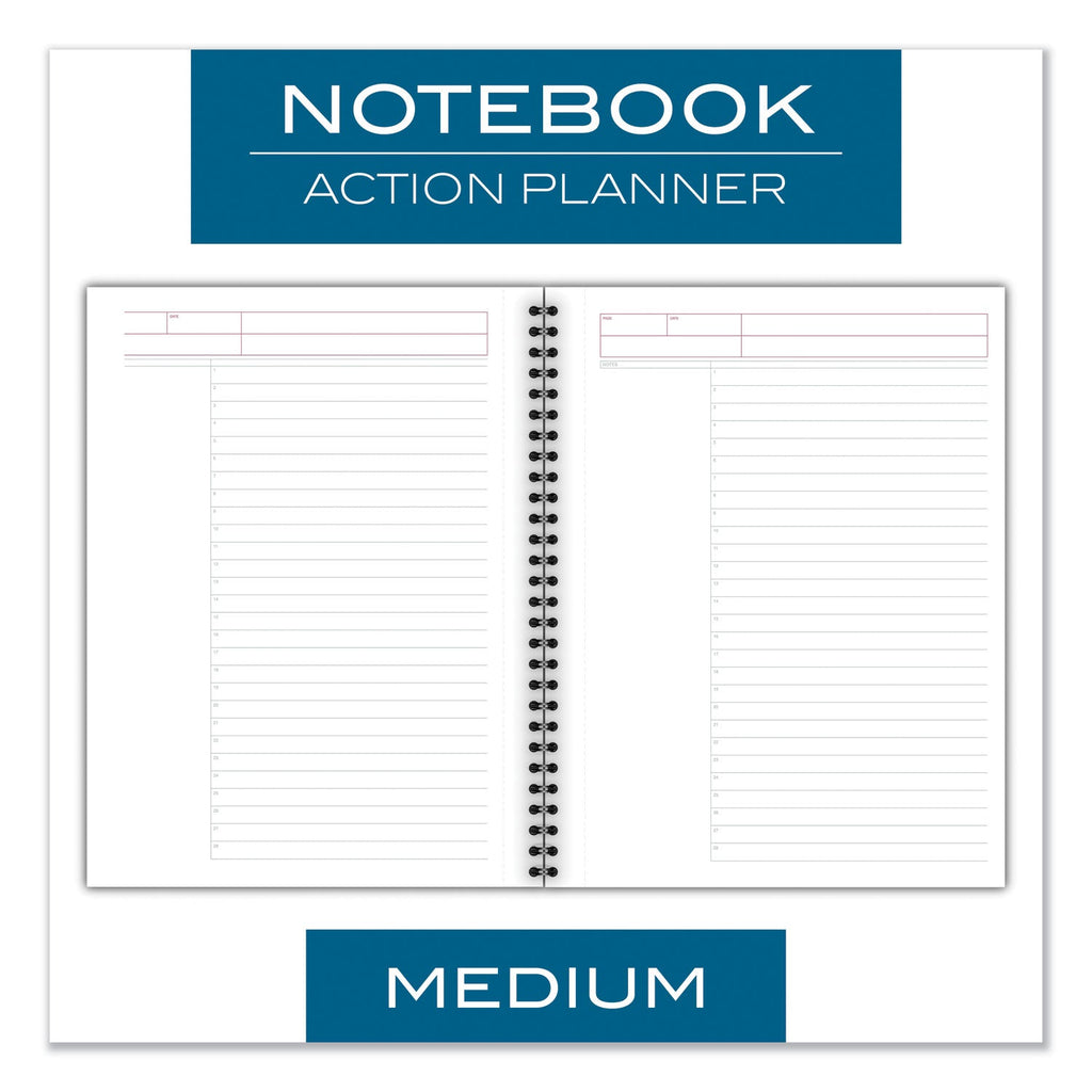 Cambridge Wirebound Guided Action Planner Notebook, 1 Subject, Project-Management Format, Gray Cover, 9.5 x 7.5, 80 Sheets