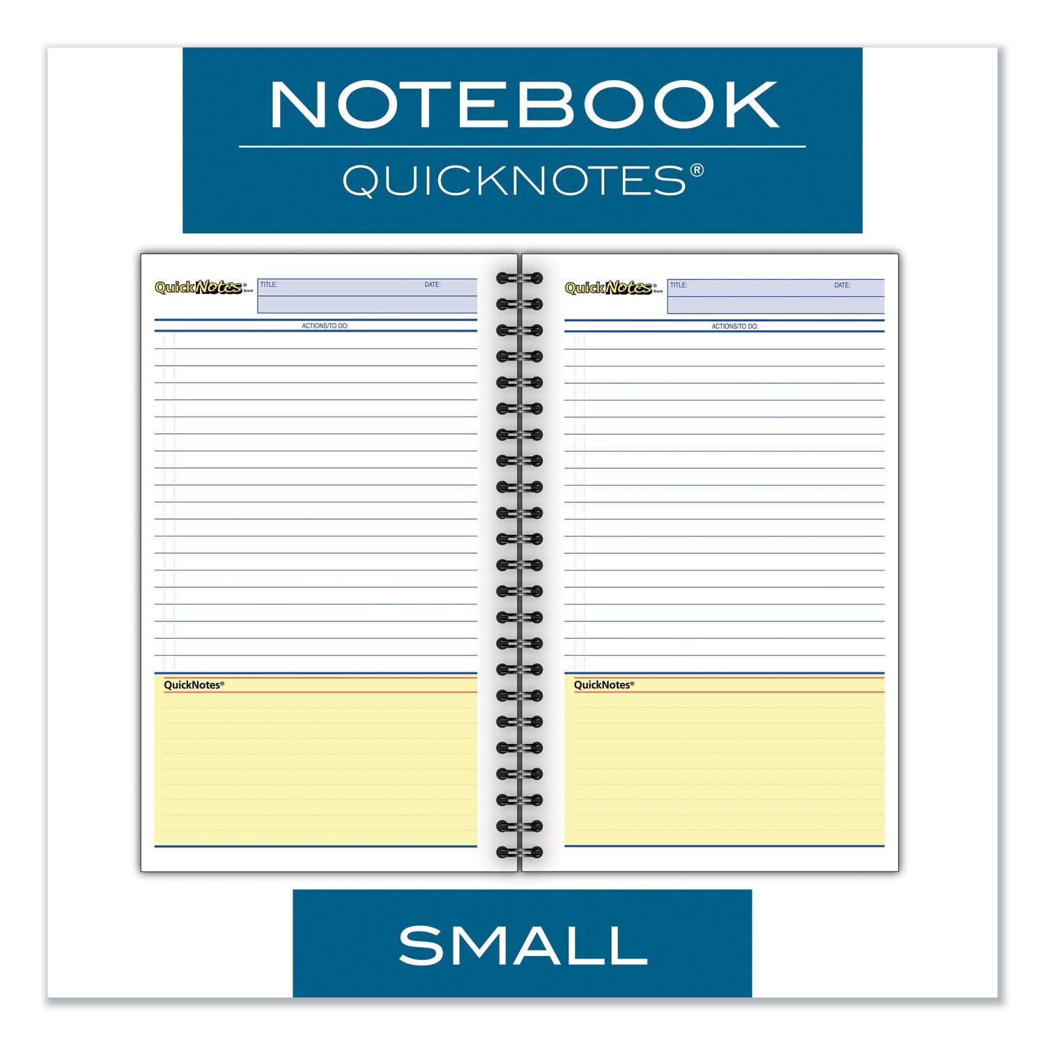 Cambridge Wirebound Guided QuickNotes Notebook, 1 Subject, List-Management Format, Dark Gray Cover, 8 x 5, 80 Sheets