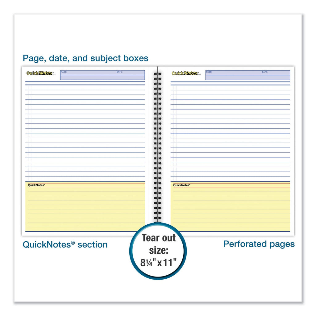 Cambridge Wirebound Guided QuickNotes Notebook, 1 Subject, List-Management Format, Dark Gray Cover, 11 x 8.5, 80 Sheets