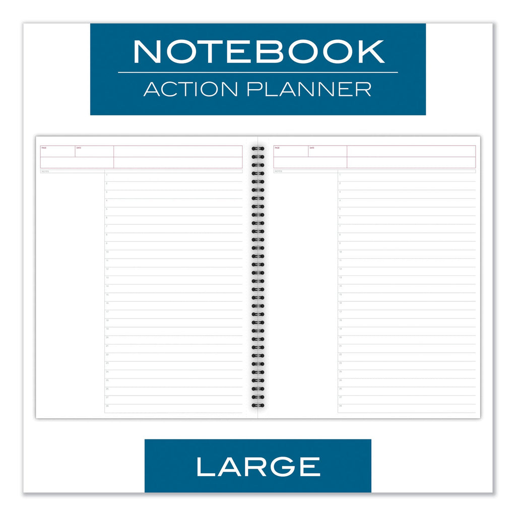 Cambridge Wirebound Guided Action Planner Notebook, 1-Subject, Project-Management Format, Gray Cover, 11 x 8.5, 80 Sheets