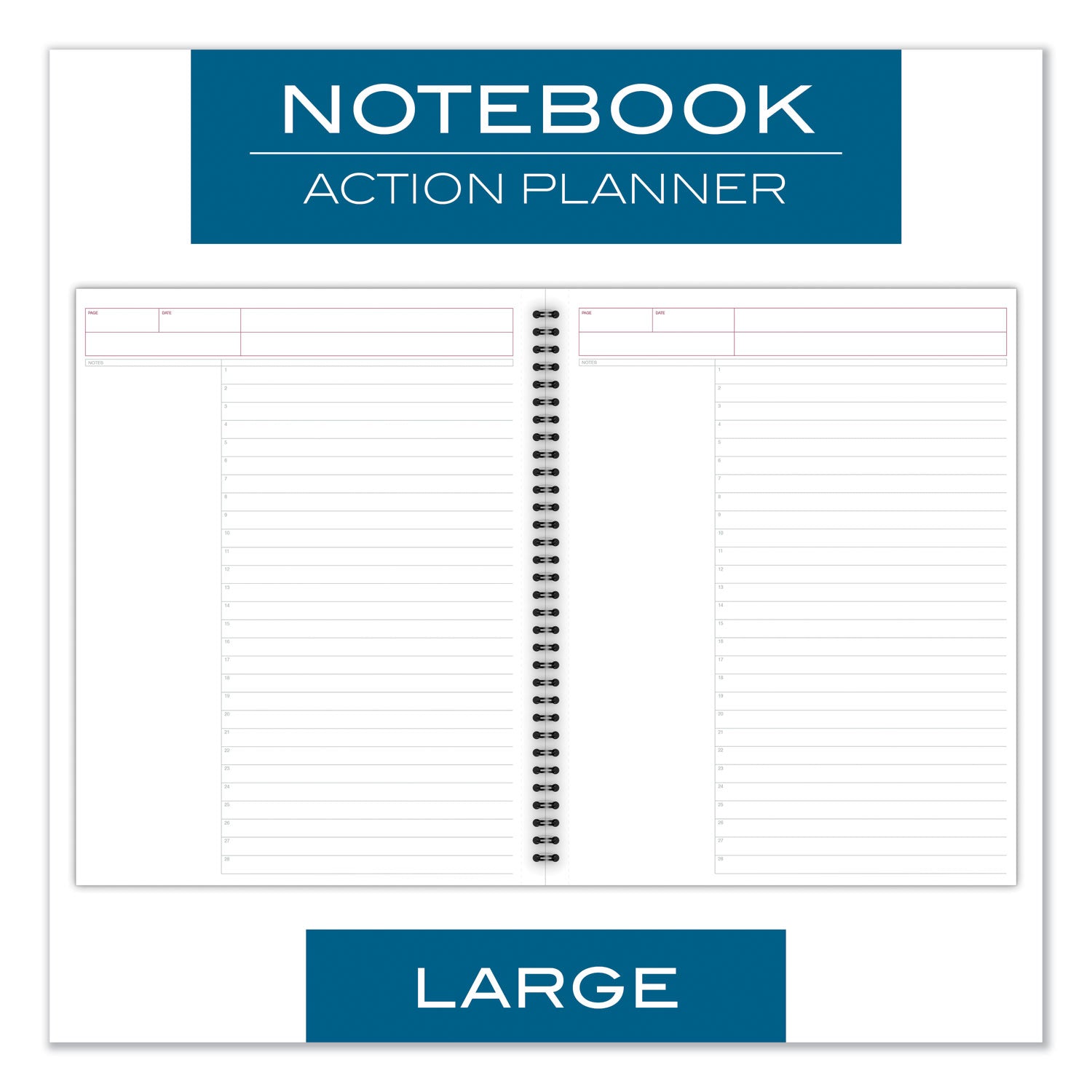 Cambridge Wirebound Guided Action Planner Notebook, 1-Subject, Project-Management Format, Gray Cover, 11 x 8.5, 80 Sheets