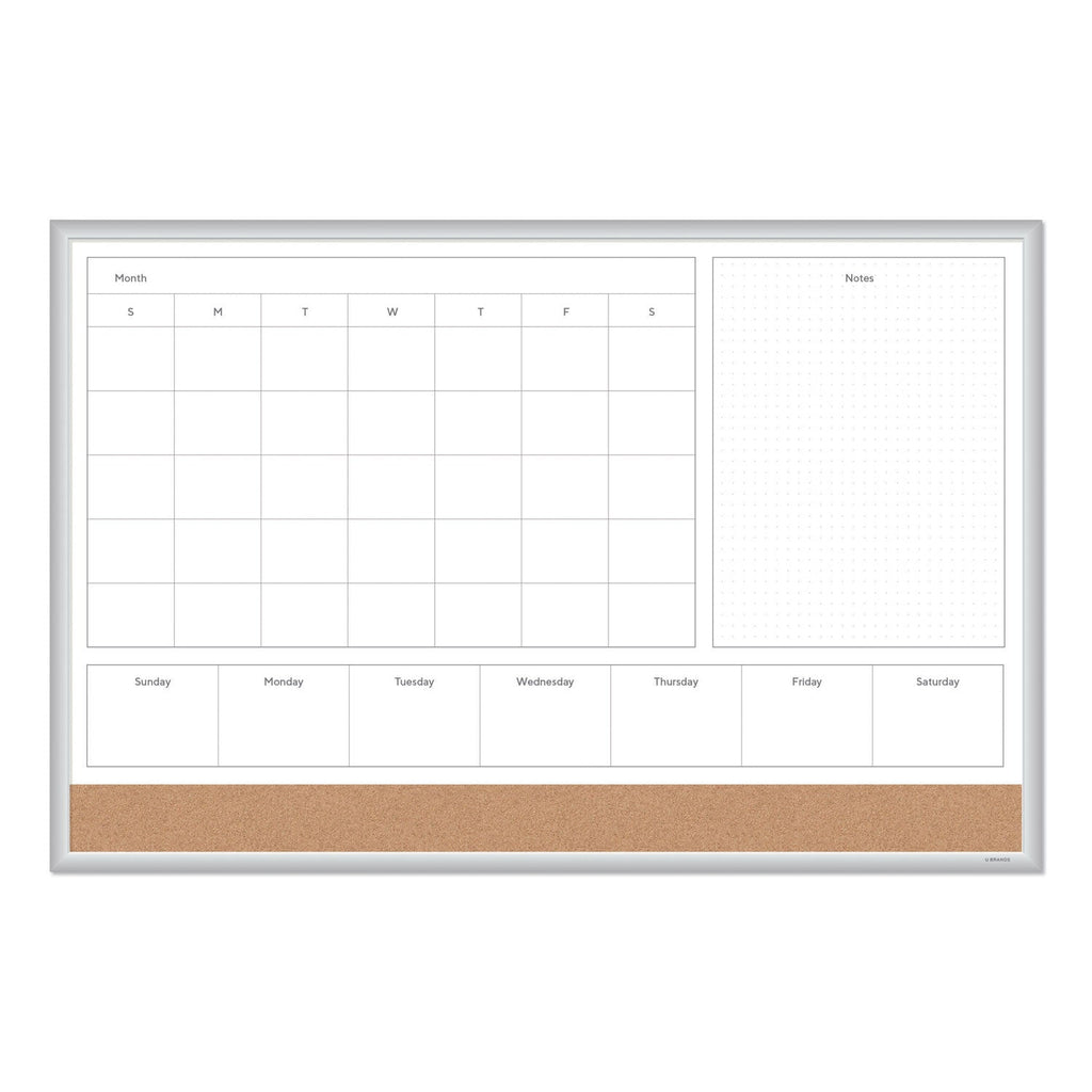 U Brands 4N1 Magnetic Dry Erase Combo Board, 36 x 24, White/Natural