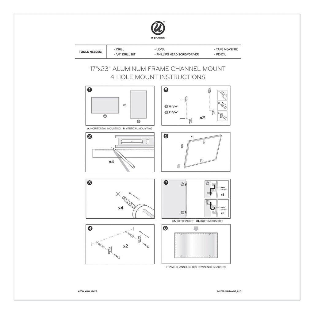 U Brands 4N1 Magnetic Dry Erase Combo Board, 24 x 18, White/Natural