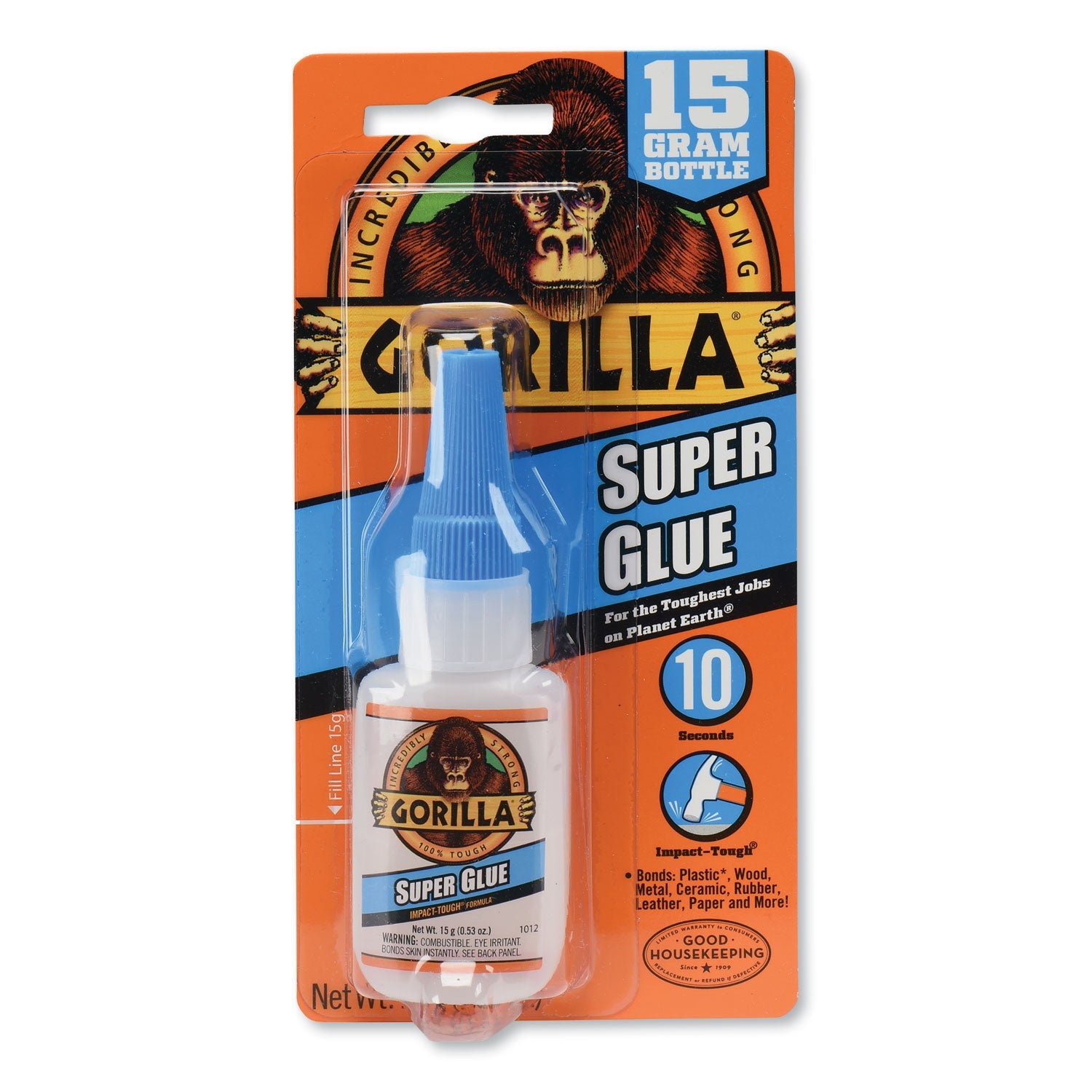 Gorilla Super Glue, 0.53 oz, Dries Clear, 4/Carton