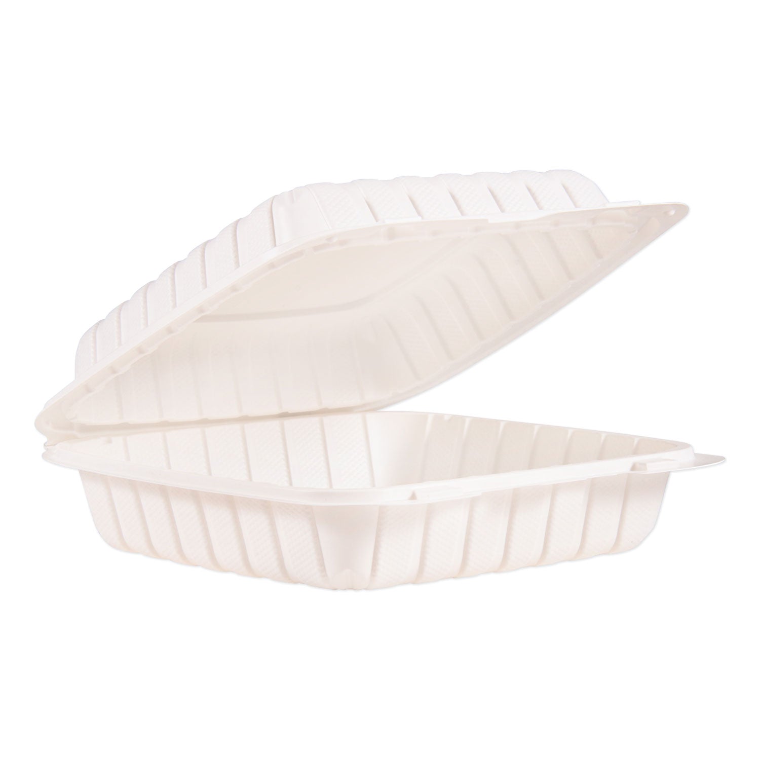 ProPlanet Hinged Lid Containers, Single Compartment, 9 x 8.8 x 3, White, Plastic, 150/Carton