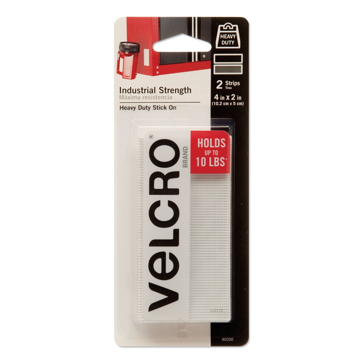 VELCRO Industrial-Strength Heavy-Duty Fasteners, 2" x 4", White, 2/Pack