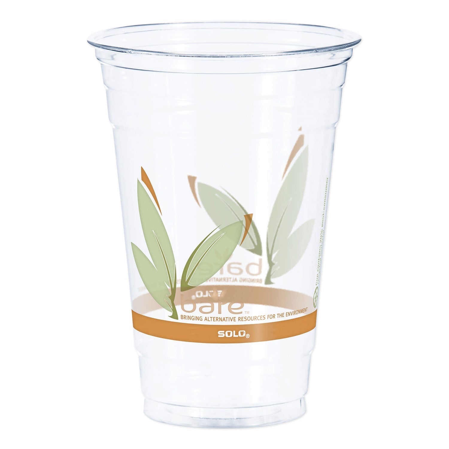 Dart Bare Eco-Forward RPET Cold Cups 20 oz, Leaf Design, Clear, 50/Pack, 12 Packs/Carton