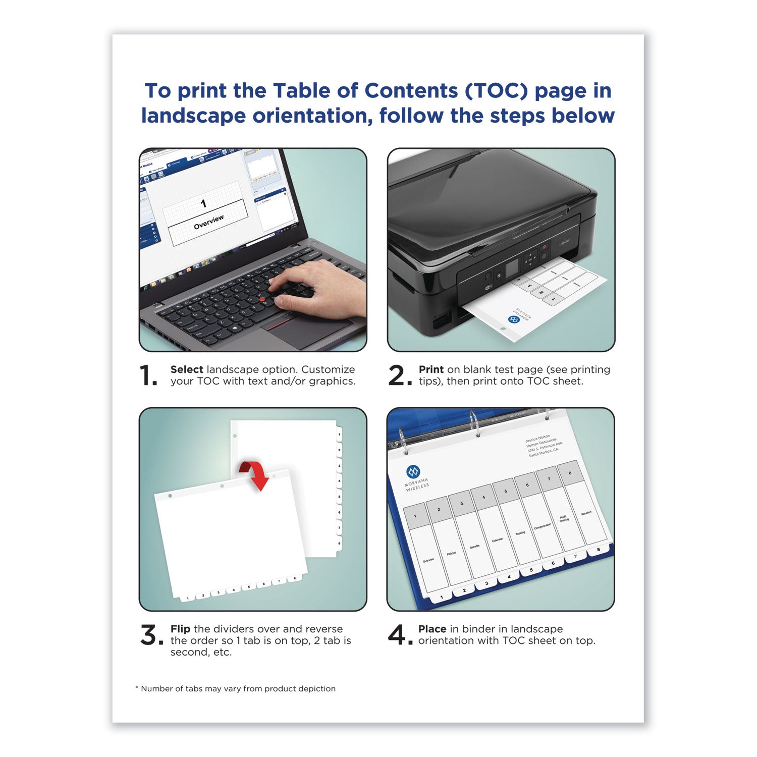 Avery Customizable TOC Ready Index Black and White Dividers, 31-Tab, 1 to 31, 11 x 8.5, 1 Set