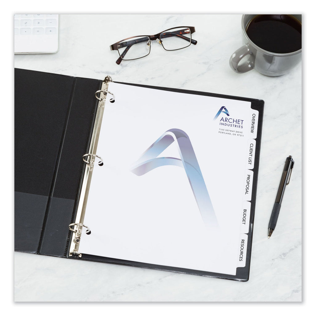 Avery Customizable Print-On Dividers, 3-Hole Punched, 5-Tab, 11 x 8.5, White, 25 Sets