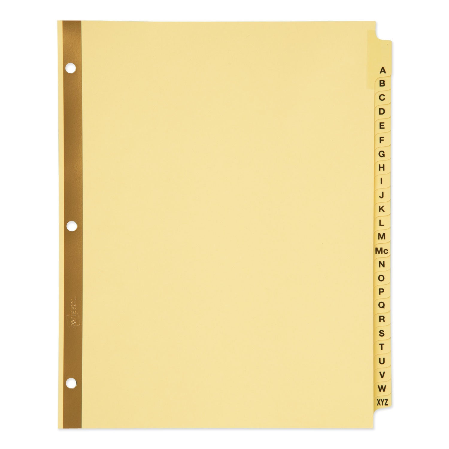 Avery Preprinted Laminated Tab Dividers with Gold Reinforced Binding Edge, 25-Tab, A to Z, 11 x 8.5, Buff, 1 Set