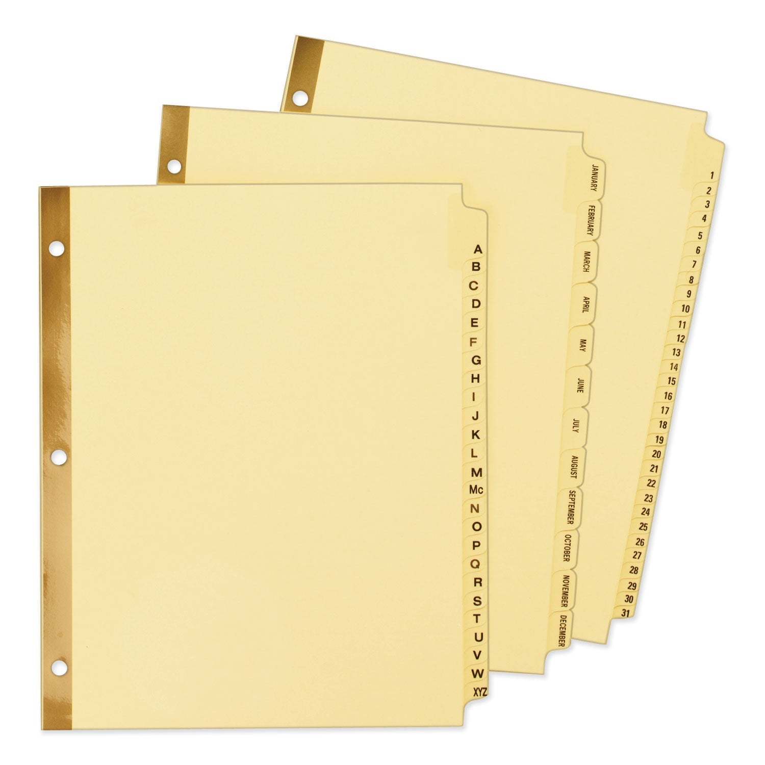 Avery Preprinted Laminated Tab Dividers with Gold Reinforced Binding Edge, 25-Tab, A to Z, 11 x 8.5, Buff, 1 Set