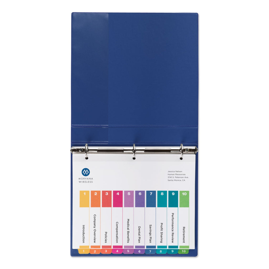 Avery Customizable TOC Ready Index Multicolor Tab Dividers, Uncollated, 10-Tab, 1 to 10, 11 x 8.5, White, 24 Sets