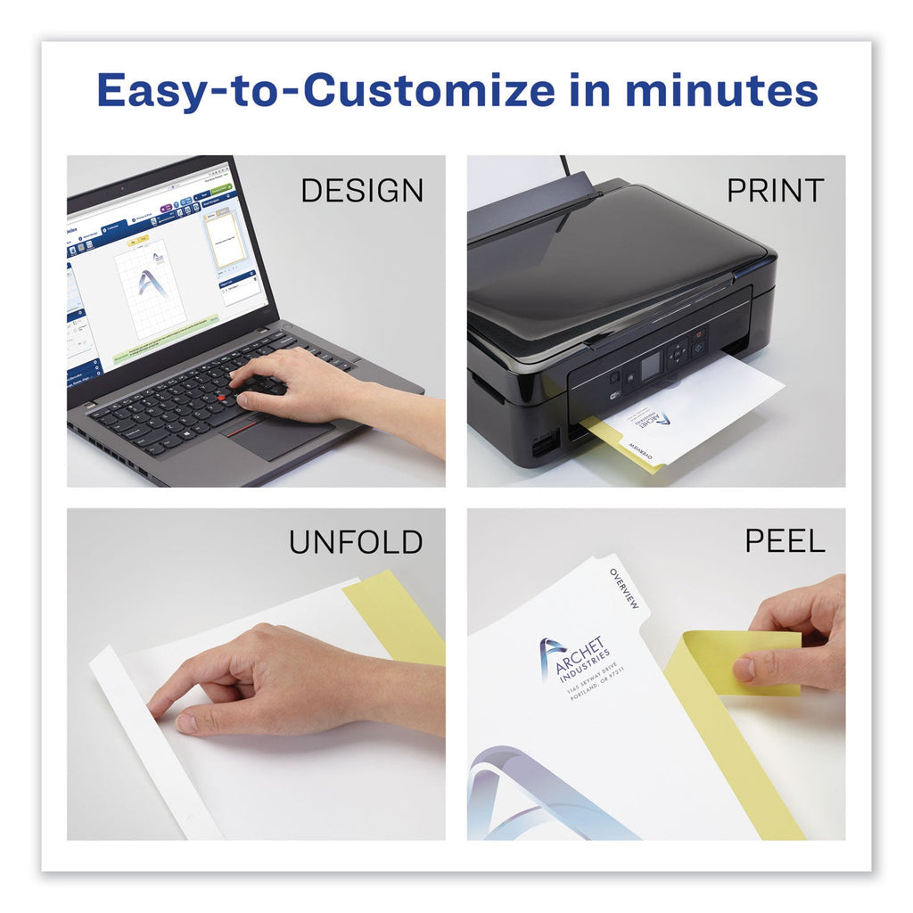 Avery Customizable Print-On Dividers, Unpunched, 5-Tab, 11 x 8.5, White, 5 Sets