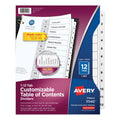 Avery Customizable TOC Ready Index Black and White Dividers, 12-Tab, 1 to 12, 11 x 8.5, 1 Set