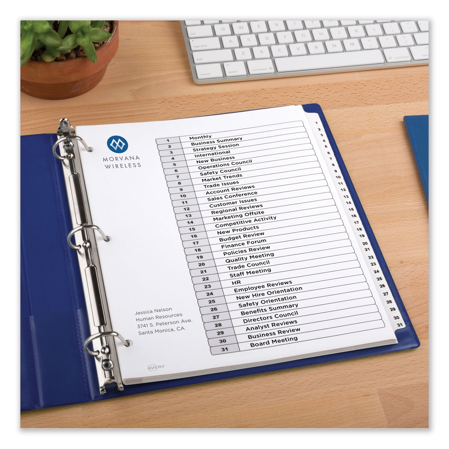 Avery Customizable TOC Ready Index Black and White Dividers, 31-Tab, 1 to 31, 11 x 8.5, 1 Set