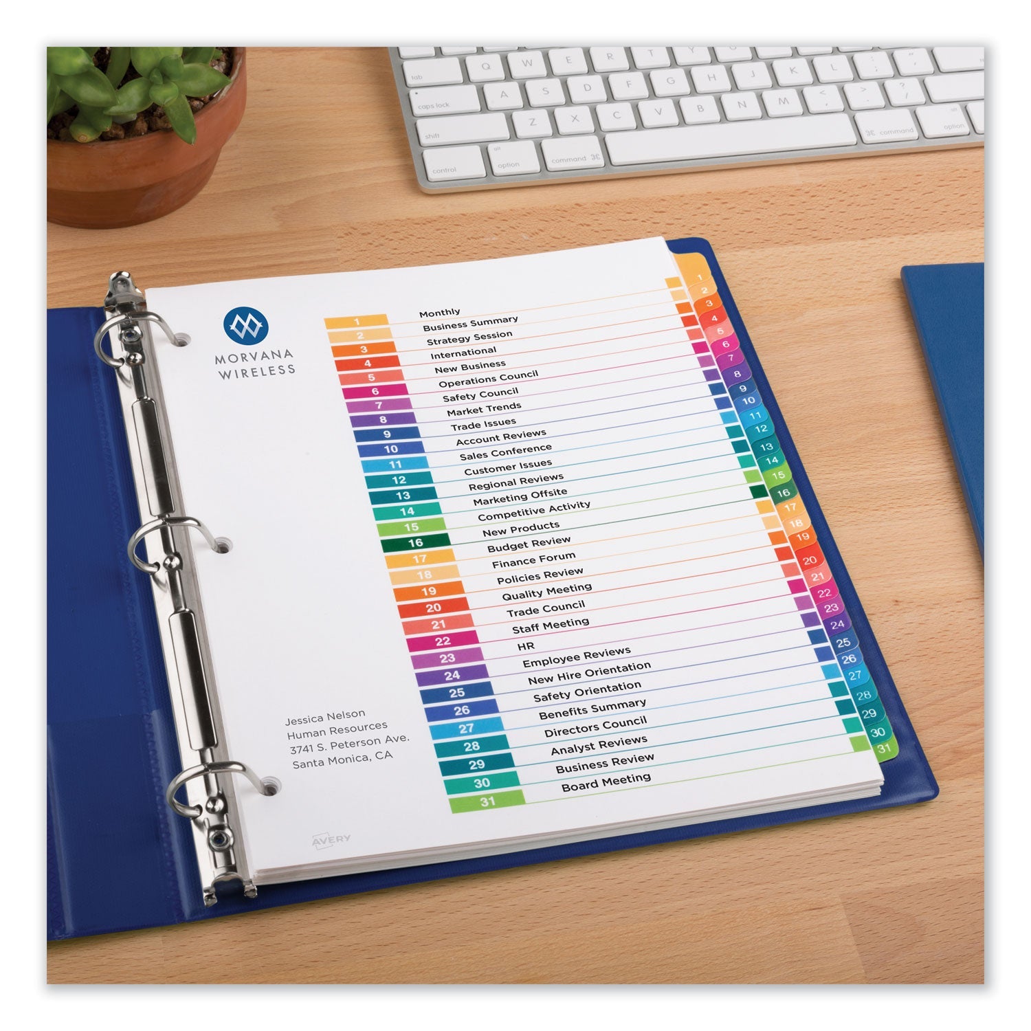 Avery Customizable TOC Ready Index Multicolor Tab Dividers, 31-Tab, 1 to 31, 11 x 8.5, White, Traditional Color Tabs, 1 Set