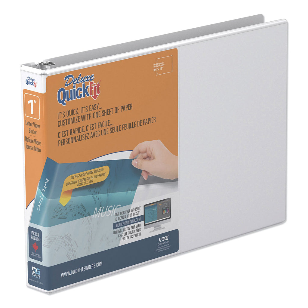 Stride QuickFit Landscape Spreadsheet Round Ring View Binder, 3 Rings, 1" Capacity, 11 x 8.5, White