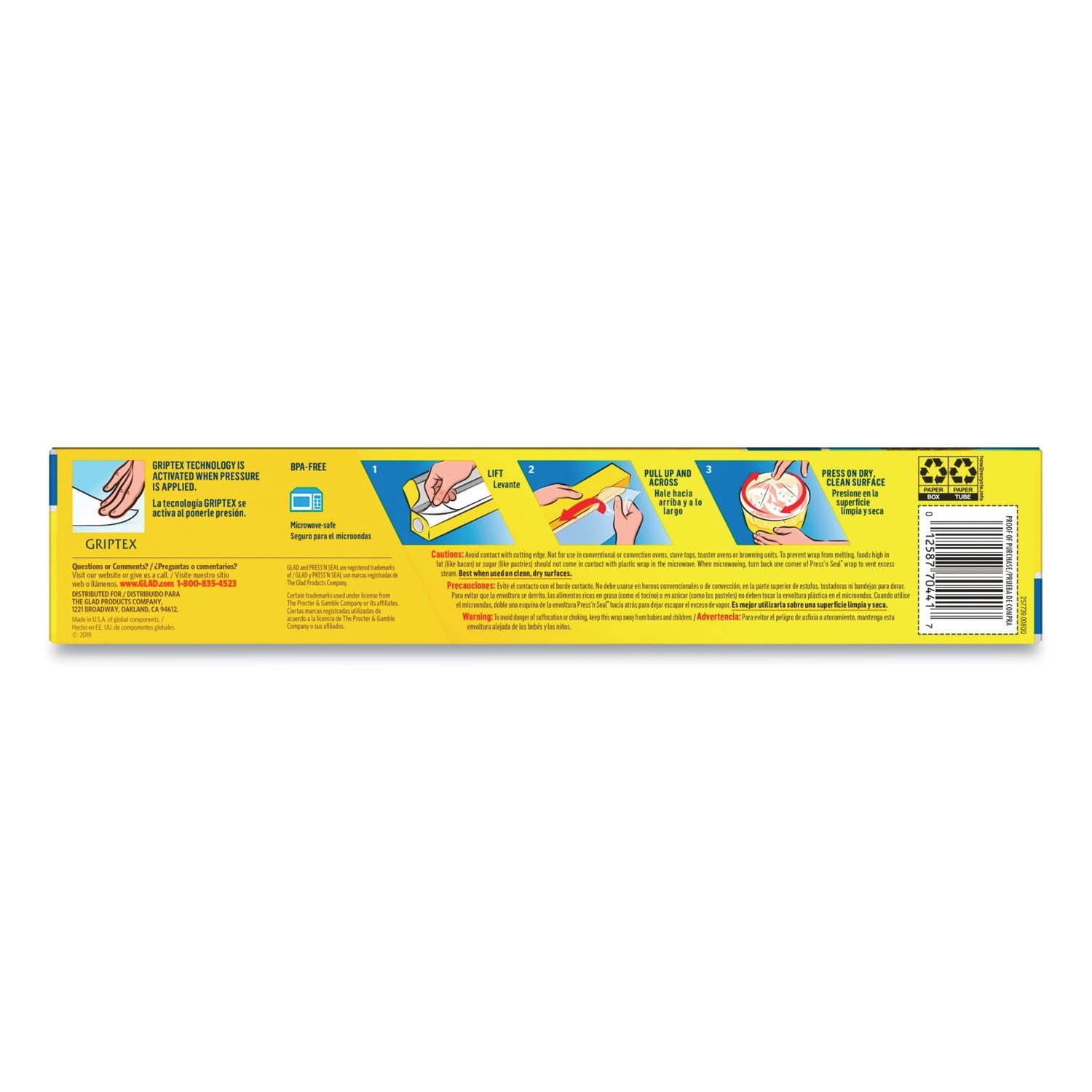 Glad Press'n Seal Food Plastic Wrap, 70 Square Foot Roll, 12 Rolls/Carton