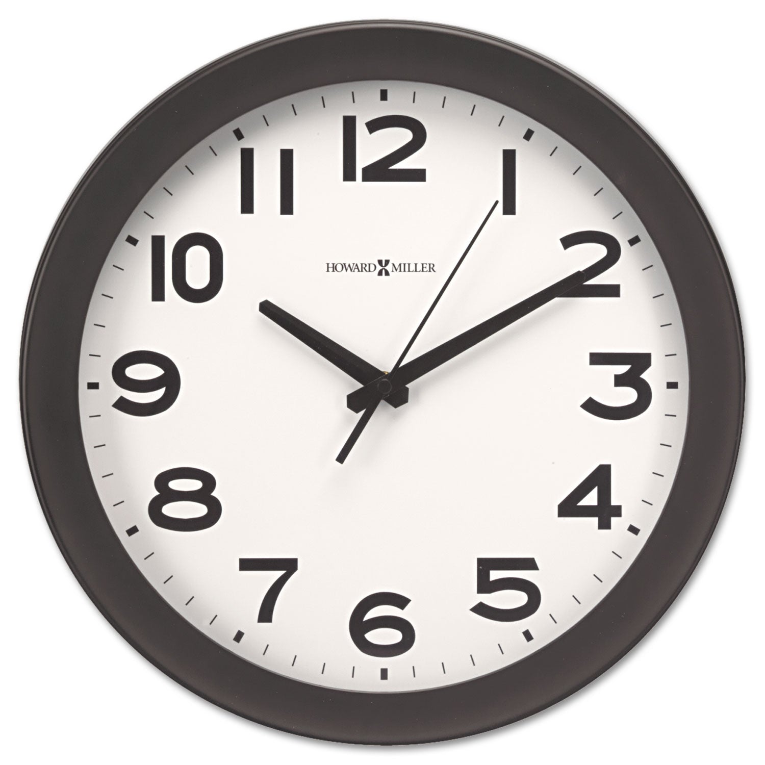 Howard Miller Kenwick Wall Clock, 13.5" Overall Diameter, Black Case, 1 AA (sold separately)