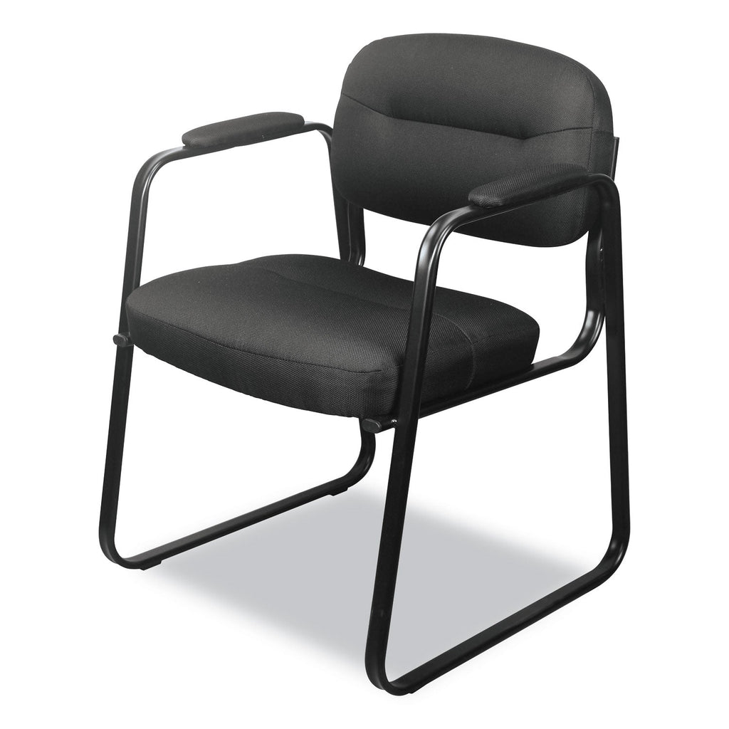 HON HVL653 Leather Guest Chair, 22.25" x 23" x 32", Black