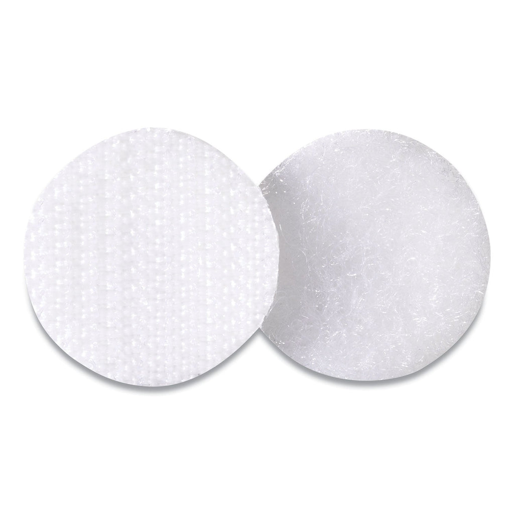 VELCRO Sticky-Back Fasteners, Removable Adhesive, 0.75" dia, White, 200/Box