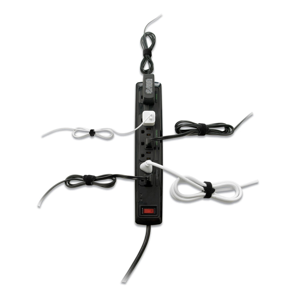 VELCRO ONE-WRAP Pre-Cut Thin Ties, 0.25" x 8", Black, 25/Pack