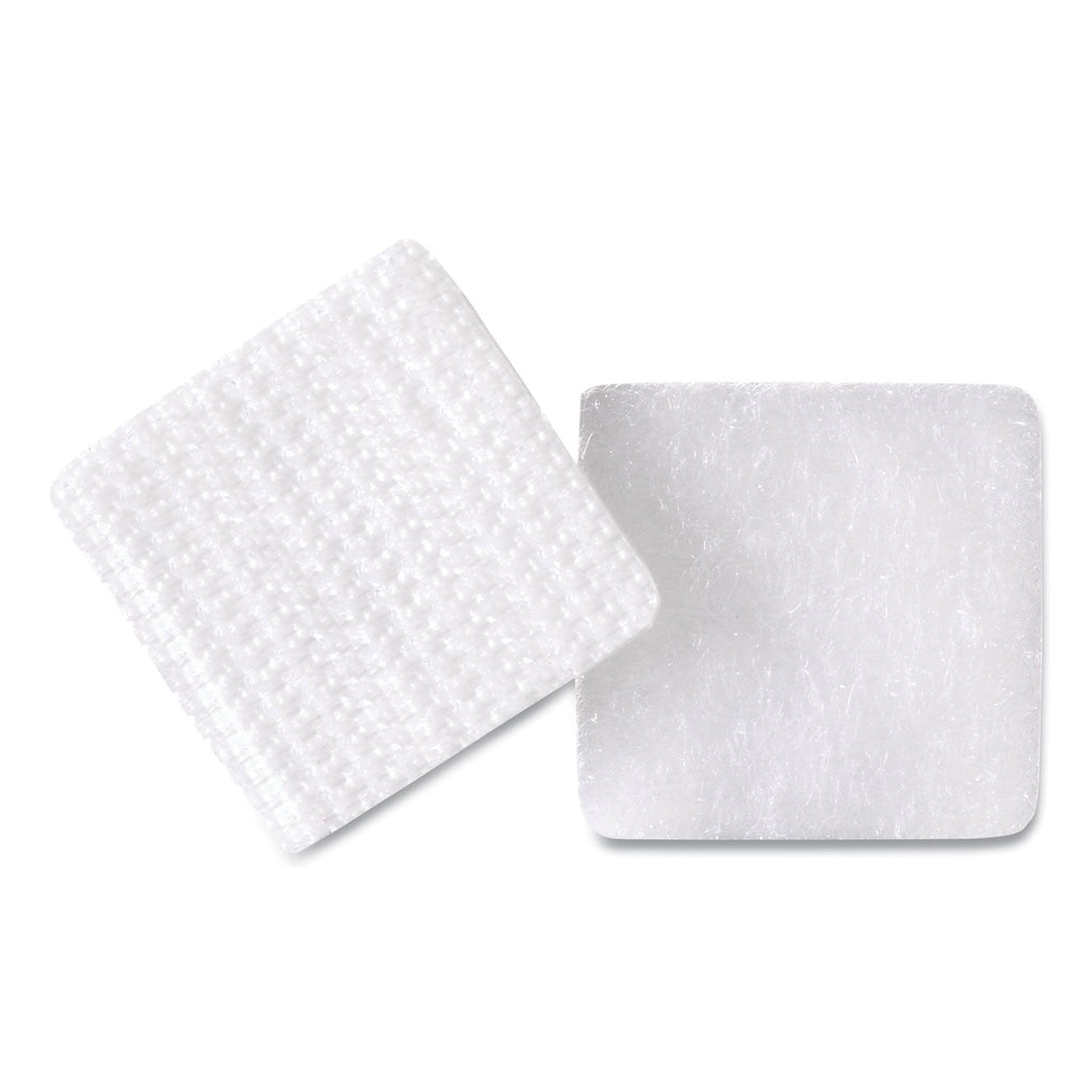 VELCRO Sticky-Back Fasteners, Removable Adhesive, 0.88" x 0.88", White, 12/Pack