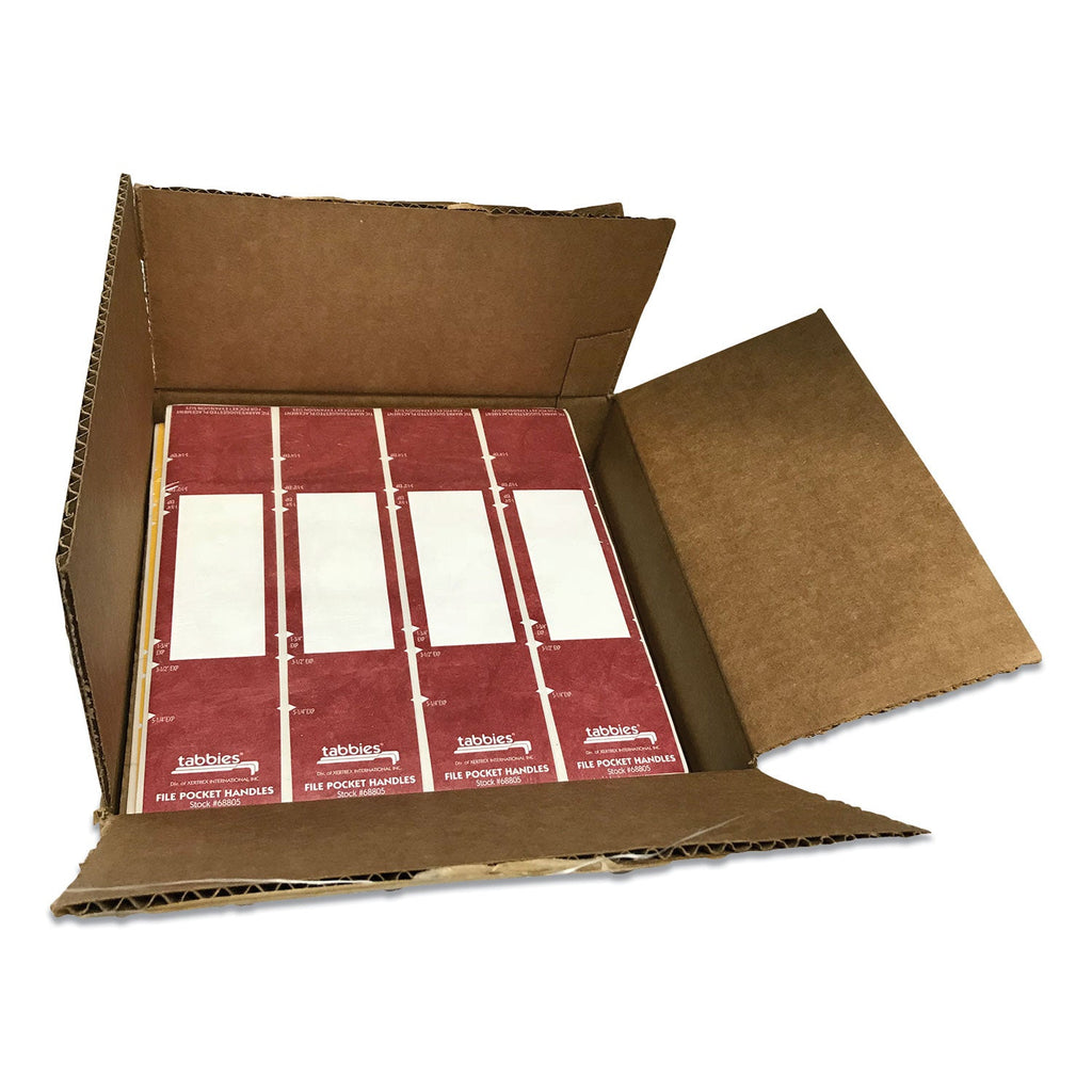 Tabbies File Pocket Handles, 9.63 x 2, Red/White, 4/Sheet, 12 Sheets/Pack