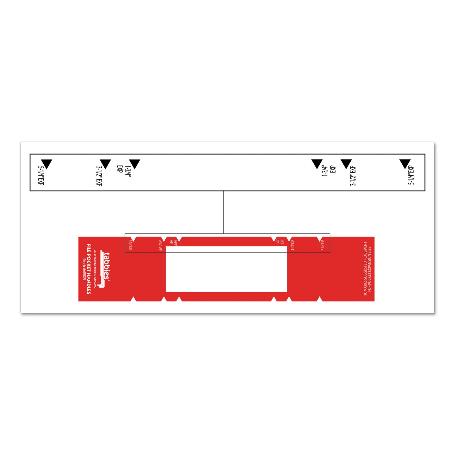 Tabbies File Pocket Handles, 9.63 x 2, Red/White, 4/Sheet, 12 Sheets/Pack
