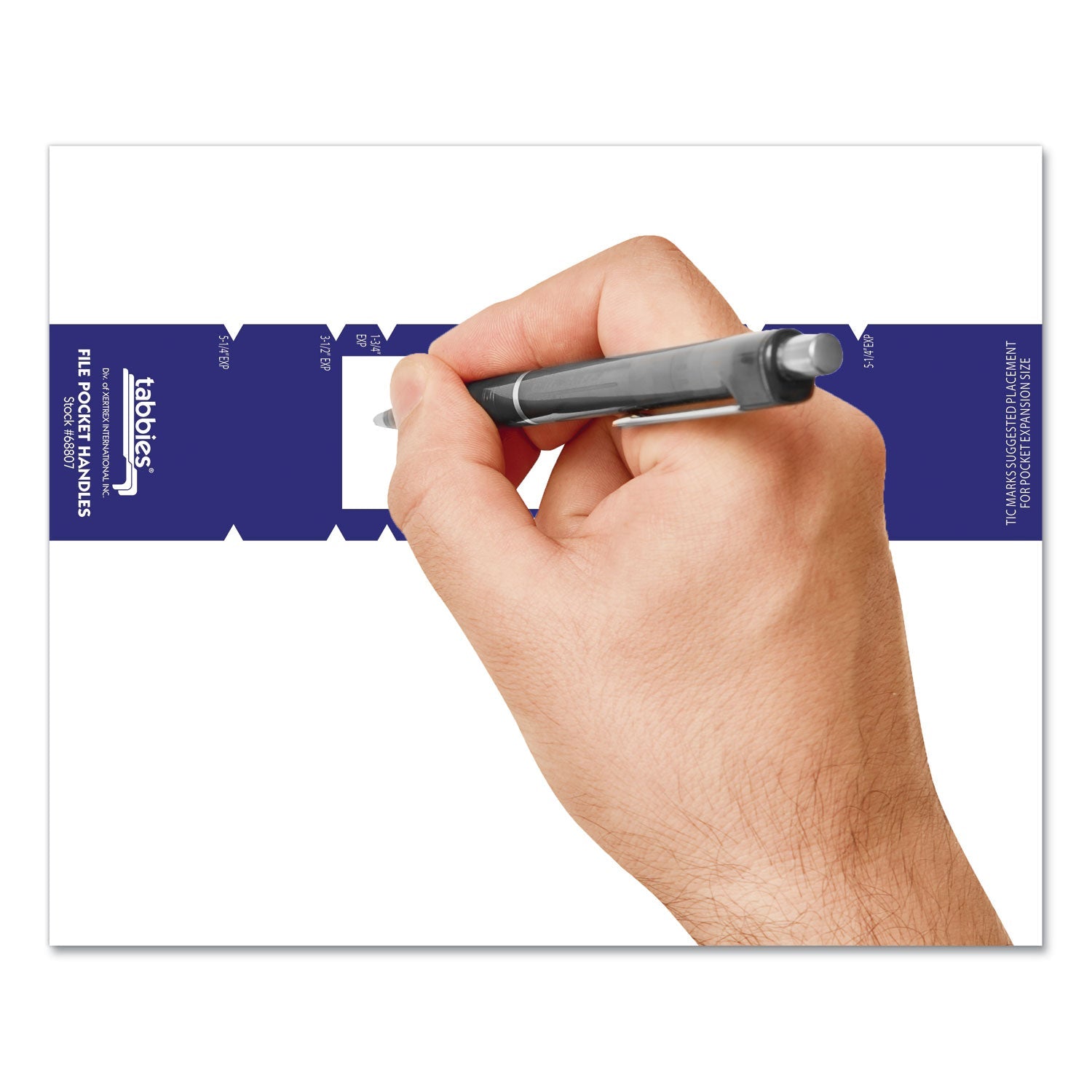 Tabbies File Pocket Handles, 9.63 x 2, Dark Blue/White, 4/Sheet, 12 Sheets/Pack