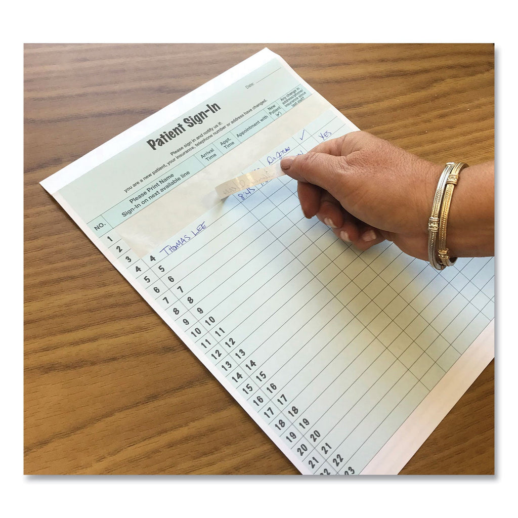 Tabbies Patient Sign-In Label Forms, Two-Part Carbon, 8.5 x 11.63, Green, 1/Page, 125 Forms
