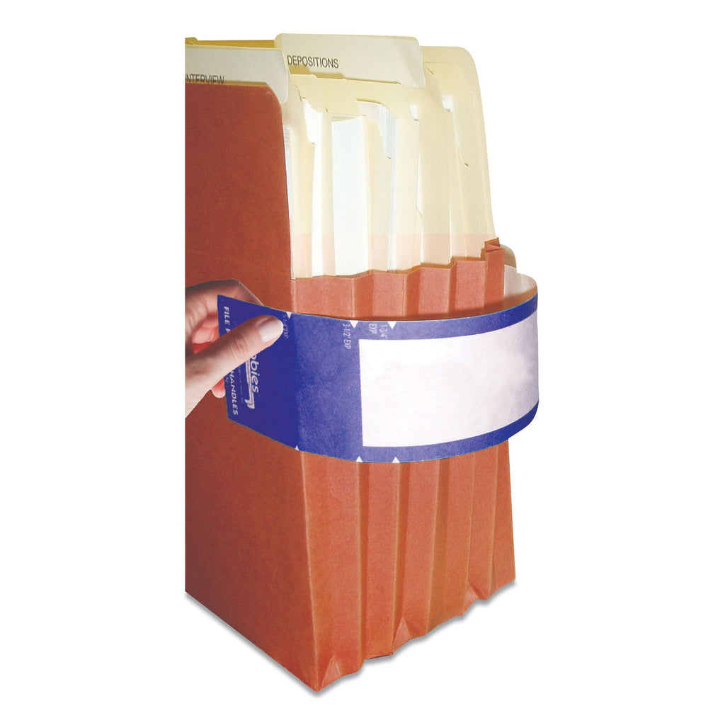 Tabbies File Pocket Handles, 9.63 x 2, Dark Blue/White, 4/Sheet, 12 Sheets/Pack