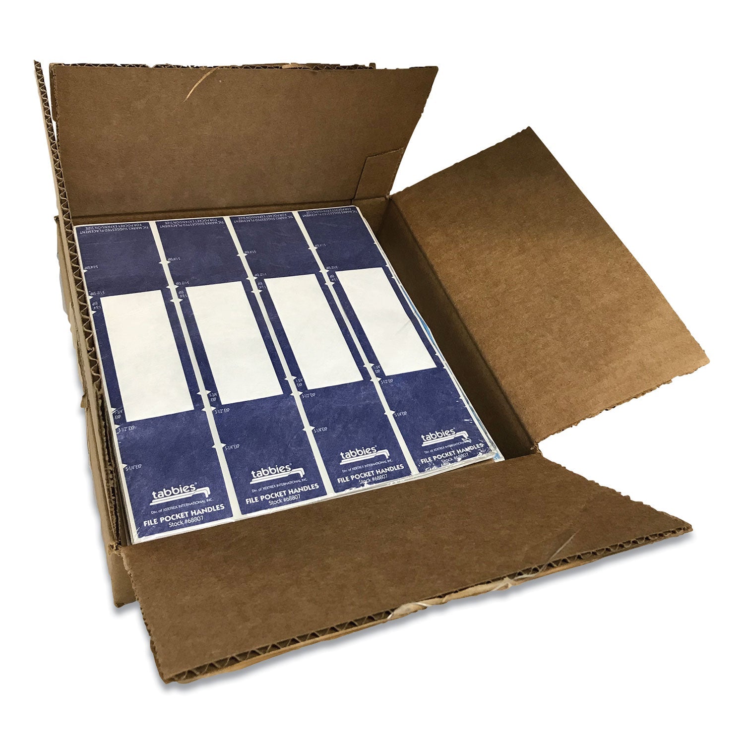 Tabbies File Pocket Handles, 9.63 x 2, Dark Blue/White, 4/Sheet, 12 Sheets/Pack