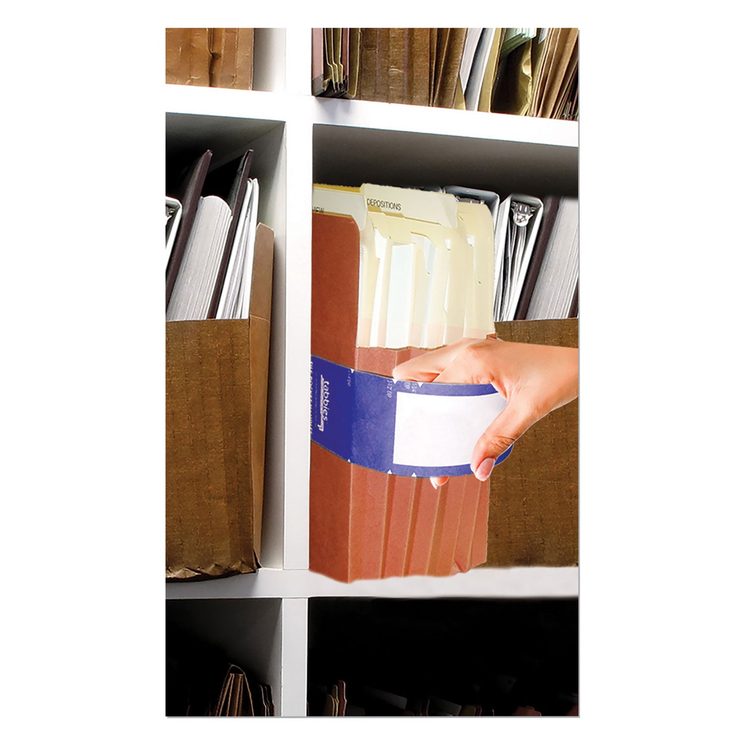 Tabbies File Pocket Handles, 9.63 x 2, Dark Blue/White, 4/Sheet, 12 Sheets/Pack