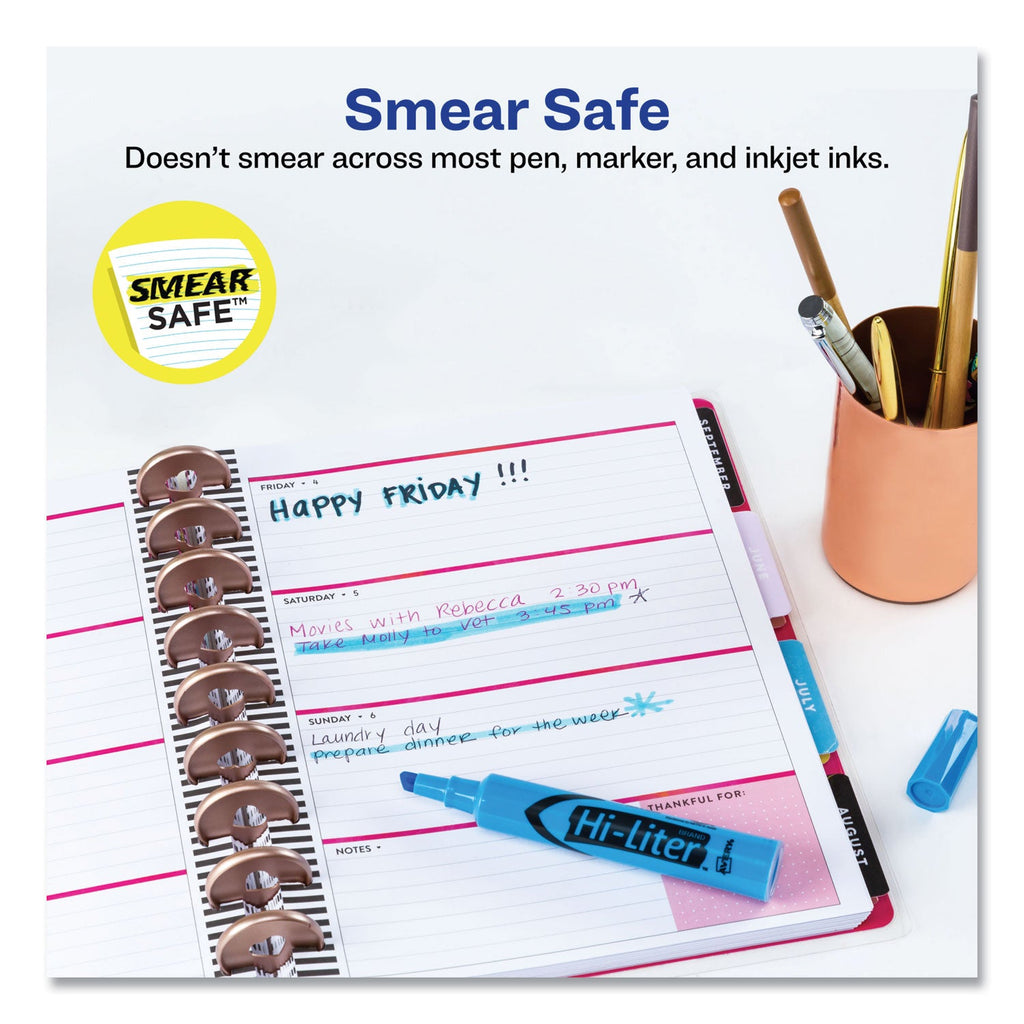 Avery HI-LITER Desk-Style Highlighters, Light Blue Ink, Chisel Tip, Light Blue/Black Barrel, Dozen